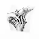 Hand with signature brgi on fingers tattoo design idea