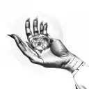 Hand with signature brgi on fingers tattoo design idea