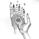 Hand with signature brgi on fingers tattoo design idea