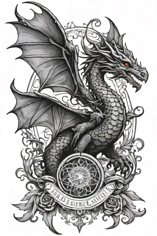 acotar and fourth wing dragon  tattoo design idea