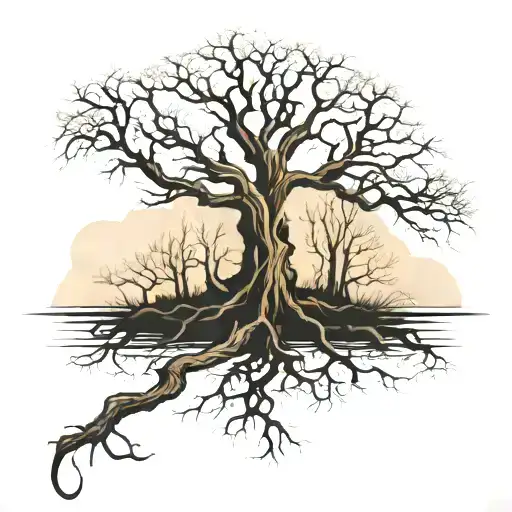 leafless tree tattoo design idea