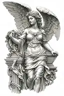 female Greek angel statue full body. tattoo design idea