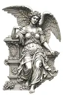female Greek angel statue full body. tattoo design idea