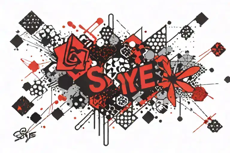 honeycomb pattern with the name Skye  tattoo design idea