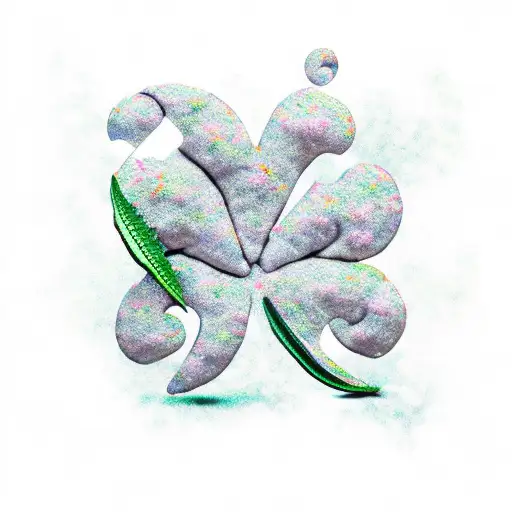 two elepants, a music note, a four leaf clover, smoke,  a marijuana leaf tattoo design idea