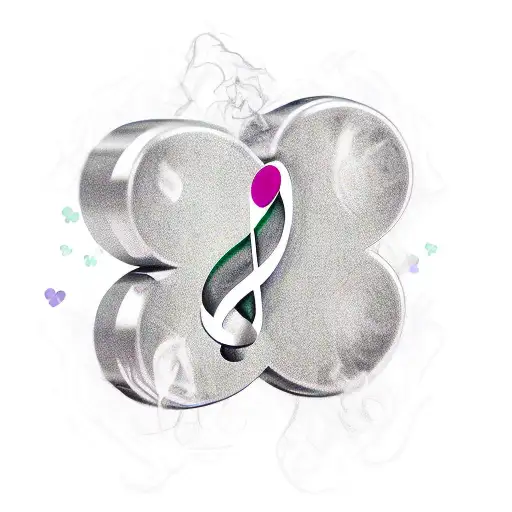 two elepants, a music note, a four leaf clover, smoke,  a marijuana leaf tattoo design idea