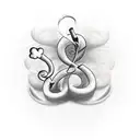 two elepants, a music note, a four leaf clover, smoke,  a marijuana leaf tattoo design idea