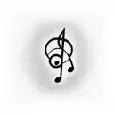 two elepants, a music note, a four leaf clover, smoke,  a marijuana leaf tattoo design idea