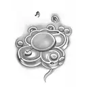 two elepants, a music note, a four leaf clover, smoke,  a marijuana leaf tattoo design idea