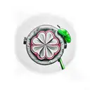 two elepants, a music note, a four leaf clover, smoke,  a marijuana leaf tattoo design idea