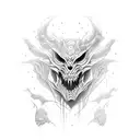 Create a tattoo design with bold, dark lines and intricate details, highlighting the monster's intelligence and power. tattoo design idea