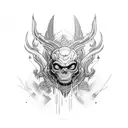 Create a tattoo design with bold, dark lines and intricate details, highlighting the monster's intelligence and power. tattoo design idea