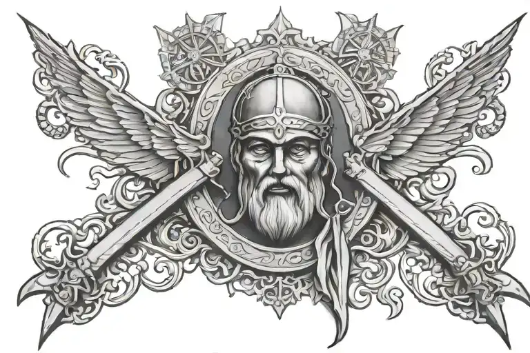 religious, military tattoo design idea