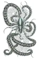 centipede wrapped around a Japanese spider lily flower tattoo design idea