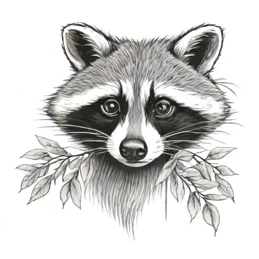 cute raccoon Disney with willow tree branches  tattoo design idea