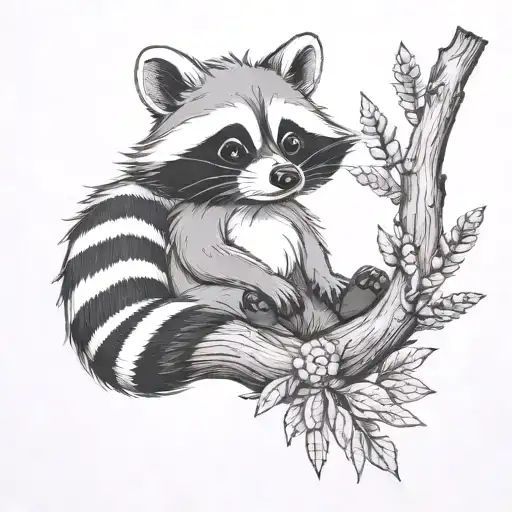 cute raccoon Disney with willow tree branches  tattoo design idea