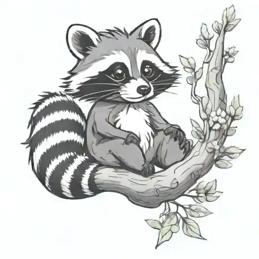 cute raccoon Disney with willow tree branches  tattoo design idea