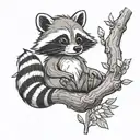 cute raccoon Disney with willow tree branches  tattoo design idea