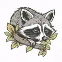 cute raccoon Disney with willow tree branches  tattoo design idea