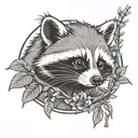 cute raccoon Disney with willow tree branches  tattoo design idea