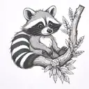 cute raccoon Disney with willow tree branches  tattoo design idea