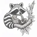 cute raccoon Disney with willow tree branches  tattoo design idea