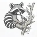 cute raccoon Disney with willow tree branches  tattoo design idea