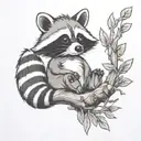 cute raccoon Disney with willow tree branches  tattoo design idea
