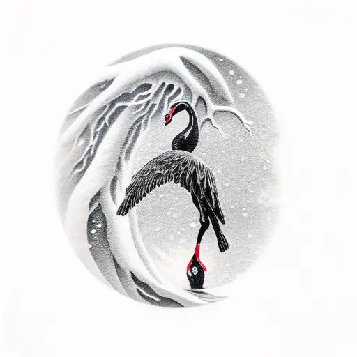 banshee dragging black swan across snow tattoo design idea