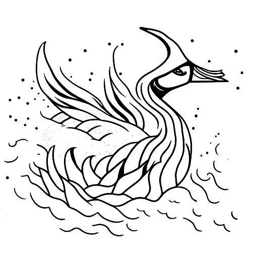 banshee dragging black swan across snow tattoo design idea