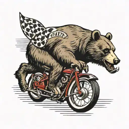 bear hitler ride on bike tattoo design idea
