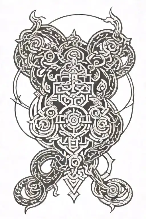 cyber punk tibetan knot tattoo design idea