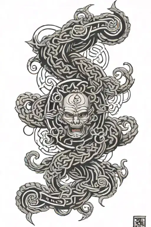 cyber punk tibetan knot tattoo design idea