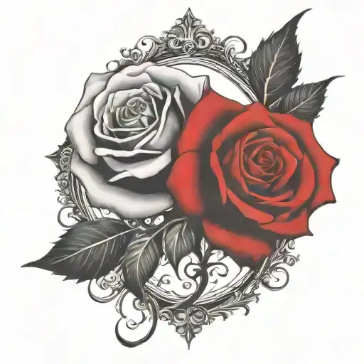 Two Roses Design Two Rose Wrapped One Black One Red CGuqk1HefBE3uAd28hHXo3 Gothic Tattoo ...