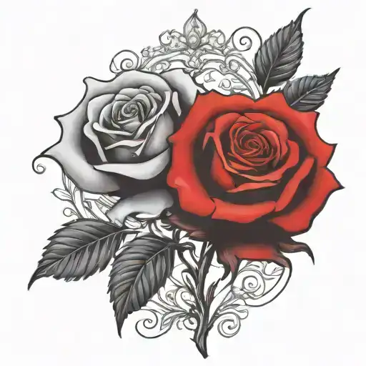 two rose wrapped one black one red  tattoo design idea