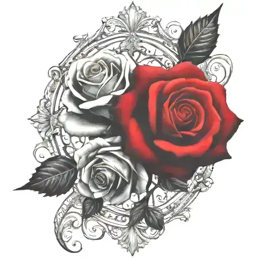 two rose wrapped one black one red  tattoo design idea
