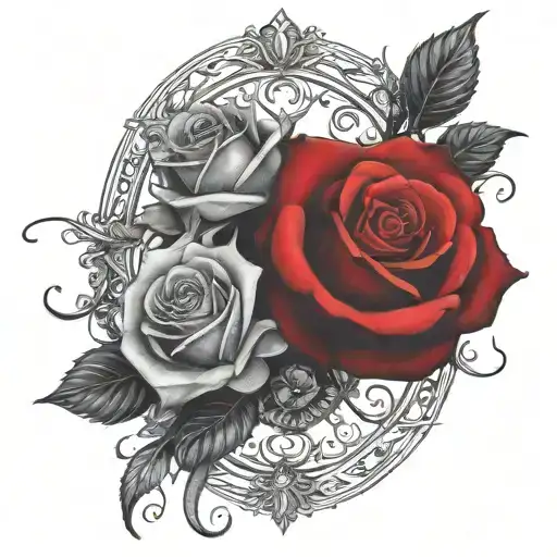 two rose wrapped one black one red  tattoo design idea