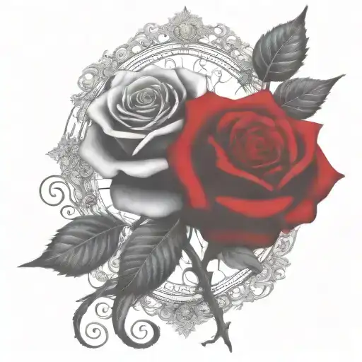 two rose wrapped one black one red  tattoo design idea