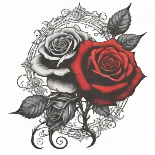 two rose wrapped one black one red  tattoo design idea