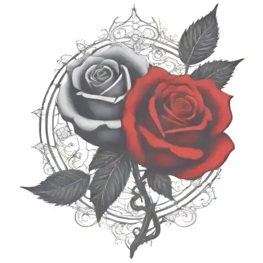 Two Roses Design Two Rose Wrapped One Black One Red CGuqk1HefBE3uAd28hHXo3 Gothic Tattoo ...