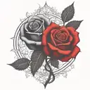 two rose wrapped one black one red  tattoo design idea