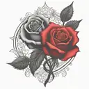 two rose wrapped one black one red  tattoo design idea