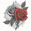 two rose wrapped one black one red  tattoo design idea