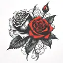 two rose wrapped one black one red  tattoo design idea