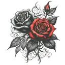 two rose wrapped one black one red  tattoo design idea