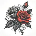 two rose wrapped one black one red  tattoo design idea