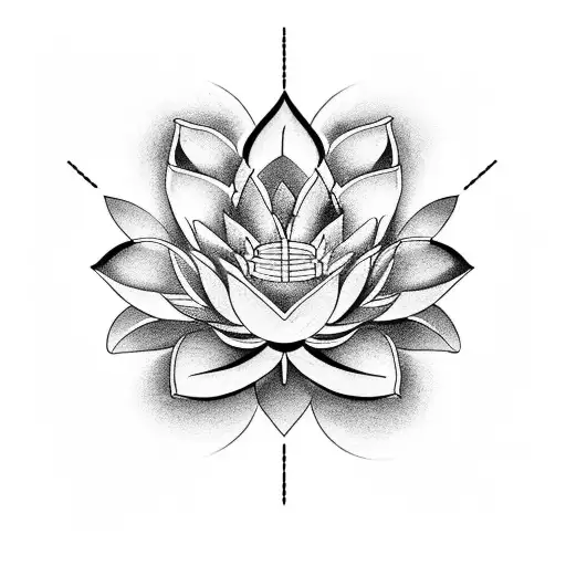 Lotus flower intertwined with an abacus symbolizing balance and harmony in accounting tattoo design idea