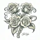 skeletal hand holding roses with text "Till Death Do Us Part" tattoo design idea