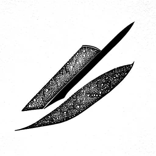 gold knife with crystals tattoo design idea