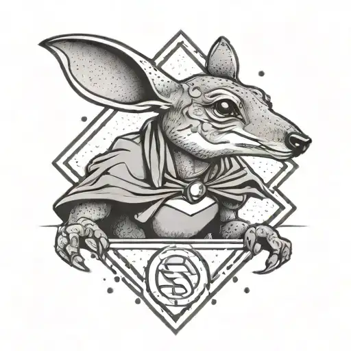 A tattoo of a kangaroo wearing a Superman cape playing a retro video game tattoo design idea